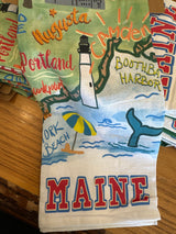 Maine map tea towel