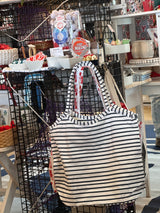 white & blue bucket bag