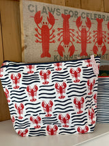 Lobster Waves large canvas pouch - 173 Mercantile